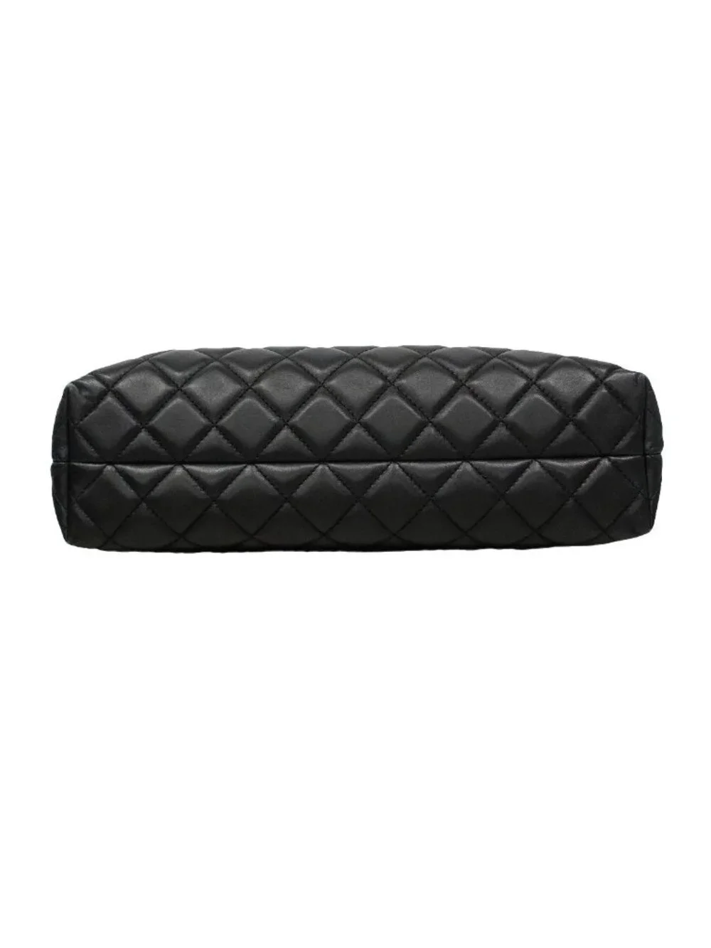 Chanel Tote Bag Quilted Lambskin Black Silver